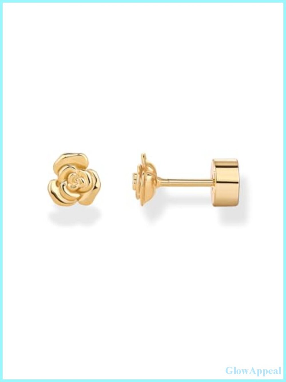 14K Gold Plated Dainty Flat Back Earrings for Women, Screwback Studs